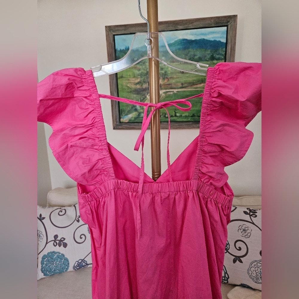 Day & Moon Pink Flutter Sleeve Mini Dress Sz M - Picture 5 of 7
